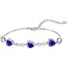 Qings Bracciale Donna Zaffiro Cuore Argento 925 Settembre Bracciali Regolabili Simbolo dell'infinito Pietra di Nascita con 3 Charms Zirconi a Forma di Cuore Regali di Natale per la Mamma Ragazze Lei
