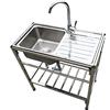 MTSYXYM Lavandino da esterno a libera installazione,Inossidabile con il Rubinetto Girevole 360°, tavolo da preparazione con console e supporto,Facile da pulire,per Garage, Cucina. (Size : Single layer)