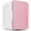 BOJONTN Mini Frigo Portatile Campeggio e Skin Care 12V Accendino/220V Presa con Raffreddamento e Riscaldamento per Camera da Letto, Auto, Scrivania dell'ufficio(Frosted Pink)