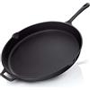 BBQ Nerd© Bistecchiera Ø 40 cm, 5750 g, con beccuccio e manico, padella in ghisa per grigliare, arrostire, arrostire, padella antiaderente, resistente al calore e mantiene il calore