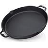 BBQ Nerd© - Padella in ghisa per grigliare, arrostire, friggere, Ø 35 cm, 4550 g, con beccuccio e manico, padella antiaderente, resistente al calore e mantiene il calore