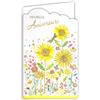 AFIE 15-6504 - Biglietto con porta banconota interno e busta felice compleanno per ragazza donna bouquet di fiori dei campi girasoli gialli Champ Libellule Matite colorate - Made in Europe