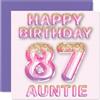 Stuff4 Biglietto di auguri per 87° compleanno per zia | Palloncini rosa e viola glitterati, Biglietti di auguri per zia di 87 anni da nipote 145 mm