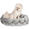 PawHut Letto per Cani e Gatti da Interni Imbottito e Lavabile con Cuscino Separato, Ø55x14cm, Grigio