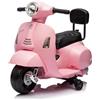 Mondial Toys Moto Elettrica Scooter per Bambini Mini Vespa GTS Piaggio 6V con Schienale Sedile in Pelle Luci Suoni (Rosa)