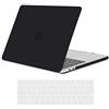 TECOOL Cover compatibile con MacBook Pro 15 Pollici 2019 2018 2017 2016 (A1990 A1707) con Touch Bar, Custodia Rigida Protettiva Sottile in Plastica e Copritastiera UE, Nero