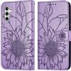 SNCLET Cover per Samsung Galaxy A35 5G Flip Case Motivo in Rilievo Girasole Pelle PU Portafoglio Slot per Scheda Funzione di Supporto Magnetica Bumper Protezione Case per Samsung A35 5G,Viola Chiaro