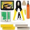 BLOSTM Kit di Rete Professionali - 9 strumenti di rete essenziali, Pinza Crimpatrice RJ45, Manutenzione del Computer Tester Rete LAN e Altro - Per Casa e Ufficio