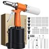 Proster Kit Rivettatrice ad Aria con 500Pz Rivetti 1/4 Rivettatrice Pneumatica Professionale per Rivetti a 5 Taglie 2.4-6.4mm Pistola a Rivetto ad Aria 1780KGF per Decorazione Fabbricazione Macchine