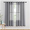 PONY DANCE Tende Cameretta Bambini Moderne con Anelli Tende Semitrasparenti Effetto Lino per Interni Curtains per Salotto Eleganti 2 Pezzi L 132 x A 180 CM, Grigio Scuro