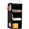 BrilliantJo Organizer Armadio, Portattuto da Appendere con 5 Scomparti con 3 Tasche Laterali a Rete per Vestiti, con 2 Ganci Organizzatore Armadio da 30 x 30 x 60 cm, Colore Nero