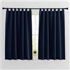 PONY DANCE Tende Corte Oscuranti Termiche Isolanti Caldo e Freddo per Interni 2 Pezzi 140x137 CM Tende Termiche Cucina per Finestre Piccole con Passanti Decorazione, Blu Scuro