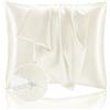 Homebliss Federe Cuscino Letto 65x65 in Raso - Federa Setoso Proteggere Pelle e Capelli - OEKO-TEX - Super Morbida e Ipoallergenico - Federa 2 Pezzi con Cerniera Beige