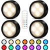 Onumii Luci LED a Batteria Adesivi con Telecomando, Luce LED Sottopensile Cucina Adesiva, Luci Colorate RGB Luce Notturna per Armadio, Libreria, Scaffale, Pacco da 4 - Nero