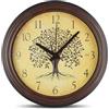 Fishtec Orologio da parete con albero della vita, diametro 30,5 cm, numeri grandi, radio pilotata e silenziosa, senza Tic Tac, modanatura della cornice, quadrante effetto legno, stile vintage