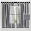 PONY DANCE Tende Semitrasparenti Cucina con Passanti 2 Pezzi 140x160 CM Tende Camera da Letto Moderne Curtains con Effetto Lino per Soggiorno, Grigio Scuro