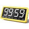 VOCOO Grande timer da cucina digitale: Timer magnetico a LED con 3 luminosità, 4 allarmi e 3 livelli di volume, Timer per il conto alla rovescia alimentato (Giallo)
