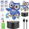 Homgaty Diamond Painting Kit Completo con Luce Notturna Bambini, Giochi Creativi per Bambine 5-12 Anni, 16 Colori LED Regolabile, Regalo per Natale/Compleanno Tanti Disegni (Gufo)