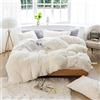 Sacebeleu - Set di biancheria da letto in peluche, 200 x 200 cm, bianco crema, caldo e invernale, in flanella di flanella, con chiusura lampo e 2 federe da 80 x 80 cm, per letto matrimoniale