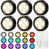 Onumii Luci LED a Batteria Adesivi con Telecomando, Luce LED Sottopensile Cucina Adesive, Luci Colorate RGB Luce Notturna per Armadio, Libreria, Scaffale, Pacco da 6 - Nero