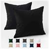 Dreamzie Federe 80x80 Cotone Rinforzato (Set da 2) - Nero - Trama Fitta a 57 Fili/cm² - Federe Cuscini 80x80 cm - Federe Cuscino 80x80 Certificate Oeko Tex - Dreamzie