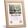 3-B Cornice portafoto HIT - marrone (rovere con venature ottiche del legno) - 15 x 21 cm (A5) - Cornice in legno, cornice per documenti con vetro acrilico