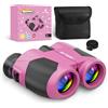 BNISE Binocolo compatto per adulti e bambini, 10 x 25, ottica reale per esterni, viaggi e campeggio, rosa