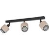 Eglo Lampada da soffitto Rosley, lampada da soffitto con 3 faretti, faretti regolabili, tessuto di colore naturale e metallo nero, faretti da soffitto con attacco E14