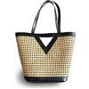 creazioni unique Borsa Paglia Donna Estiva Grande in Vera Pelle e Paglia di Vienna - Borsa Paglia Mare a Tracolla - Interno in Cotone - Borsa Primavera Estate 2024 (Nera)