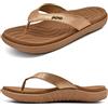 jiajiale Infradito Donna Moda Ortopediche Estive Comode Pelle Supporto Arco Plantare Flip Flop Doccia Spiaggia Piscina Aperte Mare Leggere Eleganti Ciabatte Antiscivolo Gomma Suole Cachi EU36