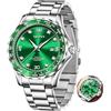 OLEVS Orologio da uomo in acciaio inossidabile,Moda casual orologio da uomo cinturino in metallo, luminoso impermeabile orologio da uomo moderno con data, argento/oro/nero/blu/verde grande quadrante,