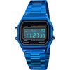Nicoone Orologio da polso di lusso da lavoro, impermeabile fino a 30 m, in acciaio inox, orologio sportivo digitale blu, Blu, Blue, Bracciale