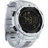 findtime Orologio digitale da uomo, orologio militare da uomo, contapassi, contacalorie, contapassi, cronometro, sveglia, retroilluminazione a LED, impermeabile fino a 5 atm, orologio da uomo, Grigio, Rotondo