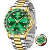 OLEVS Orologio da uomo in acciaio inossidabile,Moda casual orologio da uomo cinturino in metallo, luminoso impermeabile orologio da uomo moderno con data, argento/oro/nero/blu/verde grande quadrante,