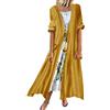 Generic Abito da donna a maniche corte con scollo a V a pois in due pezzi estivo taglie forti maxi abito a tunica a maniche lunghe per le donne, Giallo #1., L