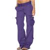 SMIDOW Pantaloni cargo a vita bassa da donna, taglie forti, larghi, elastici, a gamba larga, tasche Y2K, streetwear, pantaloni militari da combattimento, #G05-viola, M