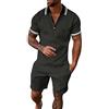 Generico Uomo Tuta Estiva Manica Corta Polo Stampa Maglietta + Pantaloncini Sciolto Sport Set Casual Fitness Running Allenamento Tute Sportive Uomo Completo Taglie Forti Tuta Da Ginnastica Uomo Tuta Sportiva