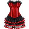 KBOPLEMQ Moulin Rouge - Corsetto gotico, gonna a spita, taglie forti, lunghezza medievale, vintage, gotico, abito da donna M-3XL, O rosso., M