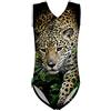 Binienty Costume intero da bagno da bambina per 3-14 anni, con scollo a V Ghepardo animale 13-14 Anni