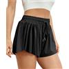 AUTOMET Pantaloncini da Corsa 2 in 1 da Donna, Casual, Estivi, Atletici, Nero, M