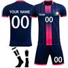 Generico Italia Completo Calcio Bambino Personalizzata Maglia da Calcio Nome Personalizzato Numero Logo Maglia Calcio Neroazzurra Personalizzabile