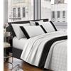 IlGruppone Completo Letto Lenzuola 100% Raso Di Cotone Con Balza Applicata Stampa Digitale Nel Lenzuolo Sopra E Federe Sotto Due Piazze Con Angoli Elastici Tinta Unita - Grigio - Matrimoniale