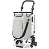 wuuhoo® 2in1 carrello spesa Buddy con sistema a 3 ruote e isolamento termico, carrello impilabile, scomparto refrigerante, carrello spesa pieghevole per il viaggio grigio claro