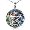 YAFEINI Collana Pentagramma Pentacolo 925 Argento Sterling Chakra Ciondolo Wiccan Stella Luna Crescente Collane Gioielli Regali per Donne