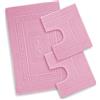 SpazioTessile Tappeto Bagno Scendi Doccia Spugna cm 45x60-60x90-60x120-60x180 Cotone Greca Made in Italy (Rosa, Set 3 Pezzi)