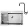 CECIPA 70 x 45 CM Lavello Cucina 1 Vasca Acciaio Inox con Rubinetto Cucina Pieghevole, Grande Lavandino Cucina multifunzione con Gocciolatoio