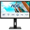 AOC P2 Q32P2 Monitor PC 80 cm (31.5") 2560 x 1440 Pixel 2K Ultra HD LED Nero