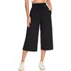 Safort Pantaloni Donna Estivi Pinocchietto Larghi a Palazzo Capri da Yoga a Gamba Larga 3/4 Sportivi Leggeri 7/8 con Tasche, Nero,M