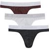BIATWOWR Mutande da uomo con schiena a T, sexy, traspiranti, comode e delicate sulla pelle, rosso scuro-bianco-nero, 3XL