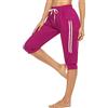 Gyabnw Pantaloni Donna Sportivi Capri Casual Fitness Pantaloni Cropped Estivi 3/4 Pantaloni con Tasche per Jogger Fitness B-Rosa Rossa,L